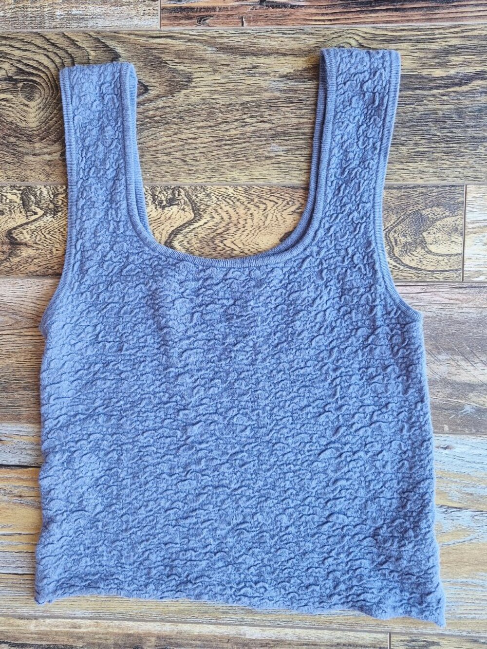 Natural Life Danielle Square Neck Texture Knit Tank Top Dusty Blue - Picture 9 of 13